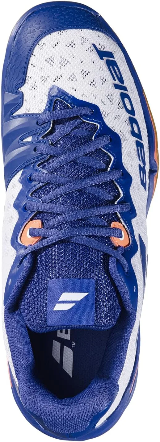 Мужские кроссовки для бадминтона Babolat Shadow 4 M, регулируемый каблук, двухуровневая подошва, комфорт при длительном ношении, воздухопроницаемость, оптимальная фиксация стопы, белый/темно-синий — фото 4
