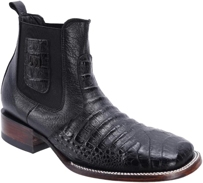 

Мужские вестерн-бутсы Joe Boots 728, квадратный носок, короткие ковбойские/челси-бутсы, кожа с экзотическим принтом каймана Joe Exclusive, черный