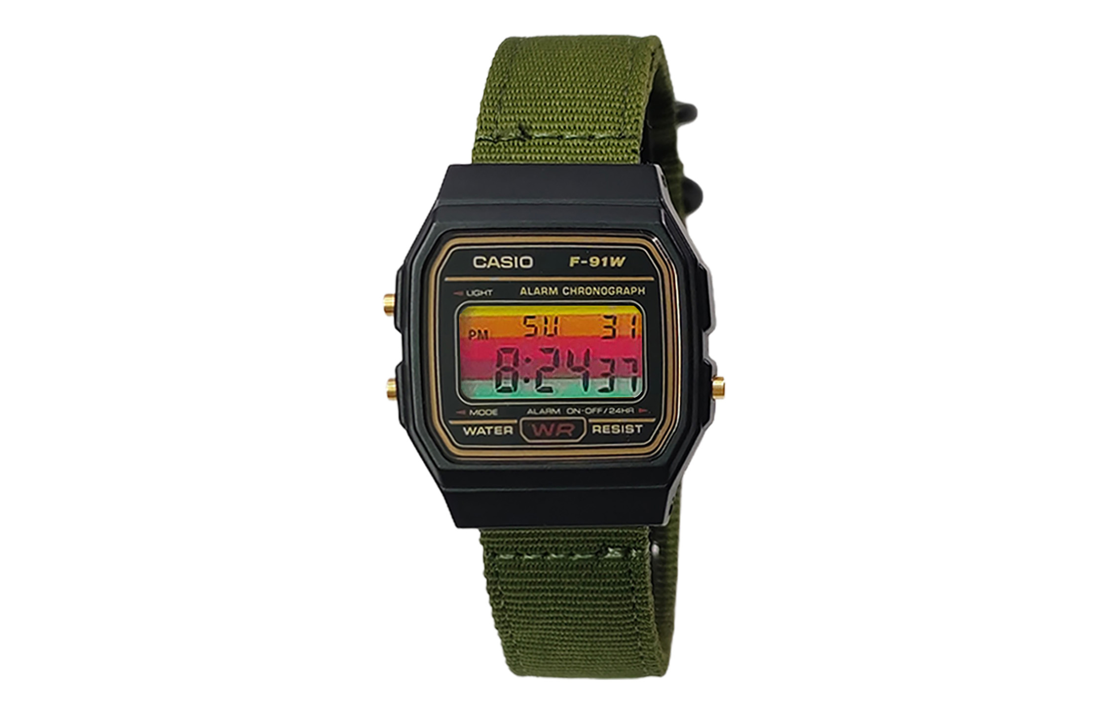 

CASIO Мужские часы Retrofit Series с кварцевым механизмом и нейлоновым ремешком, черный циферблат