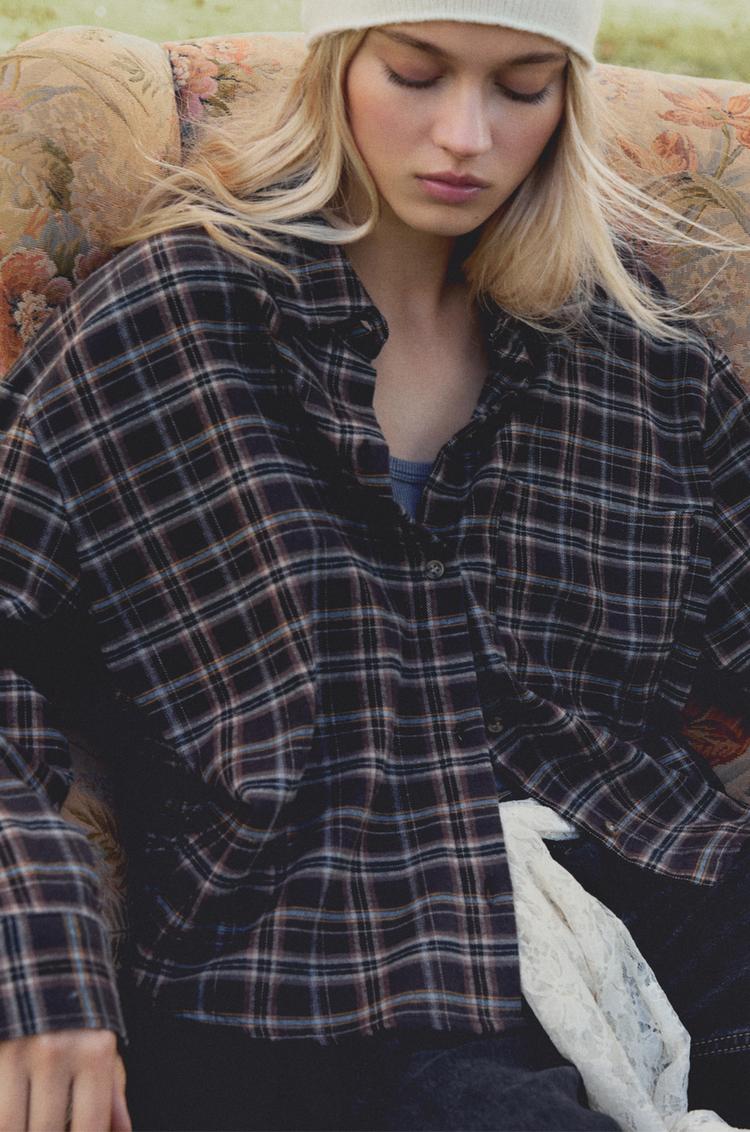 

Рубашка в клетку Pull And Bear, коричневый