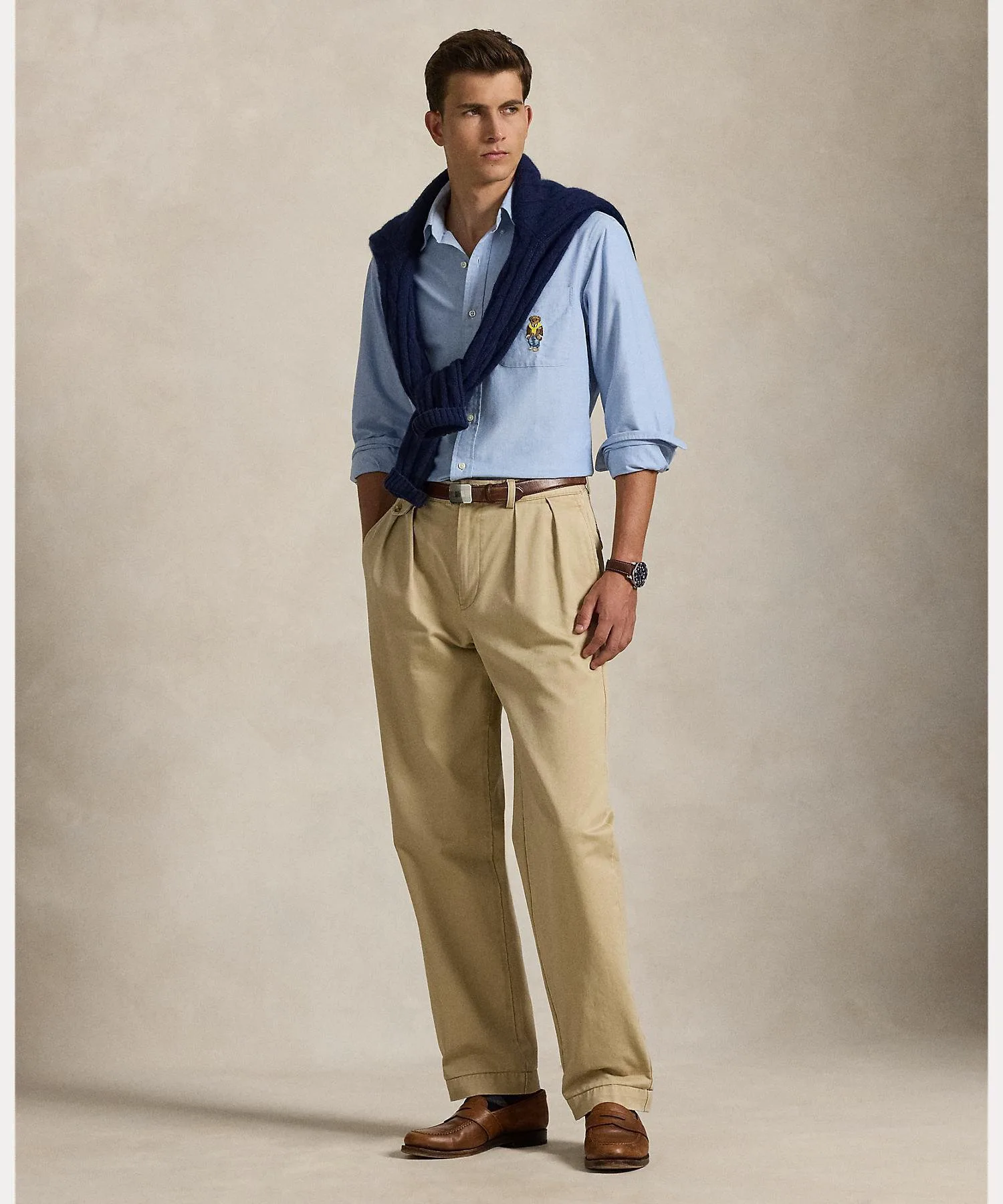 Классическая рубашка Polo Bear Oxford Polo Ralph Lauren, 400 Blue — фото 3