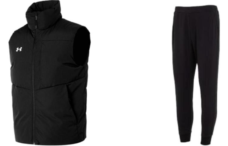 

Повседневный спортивный костюм мужской с воротником стойкой умеренный Under Armour, set (черный+черный)