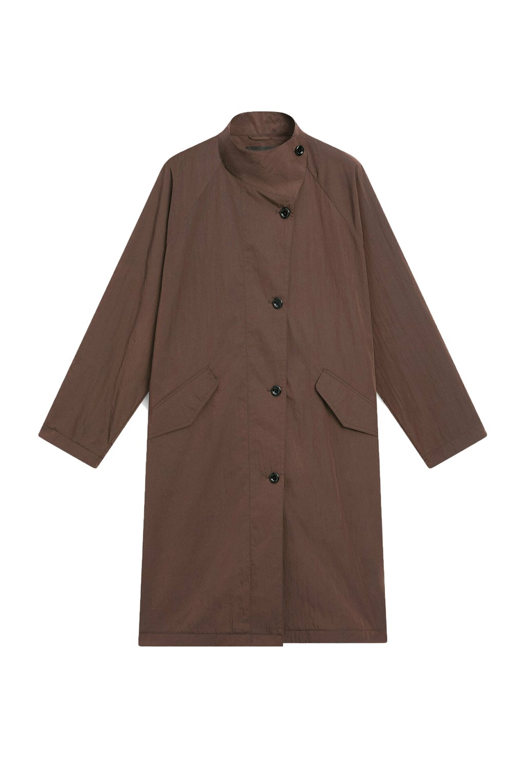 

Тренч Massimo Dutti Oversize Flowing In Water-Repellent Fabric, коричневый