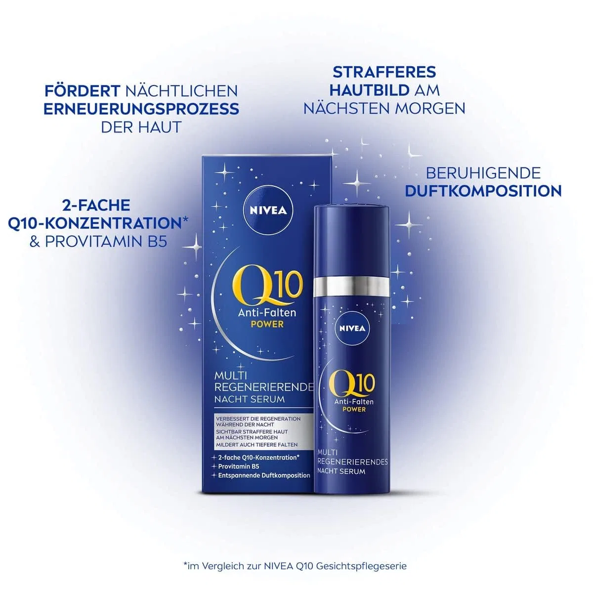 Сыворотка Beiersdorf — Ночная мультирегенерирующая Nivea Q10 Anti-Wrinkle Power с провитамином B5 и Q10, 30 мл — фото 3