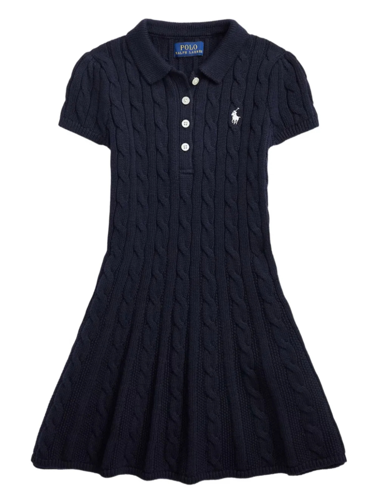 

POLO RALPH LAUREN KIDS платье фактурной вязки с воротником поло, синий