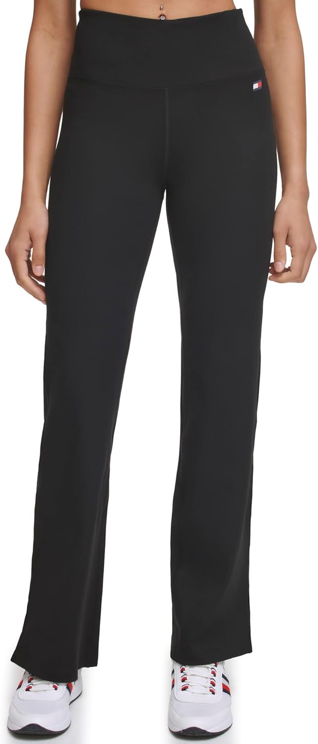 

Женские прямые брюки для йоги Tommy Hilfiger с боковыми разрезами, Black