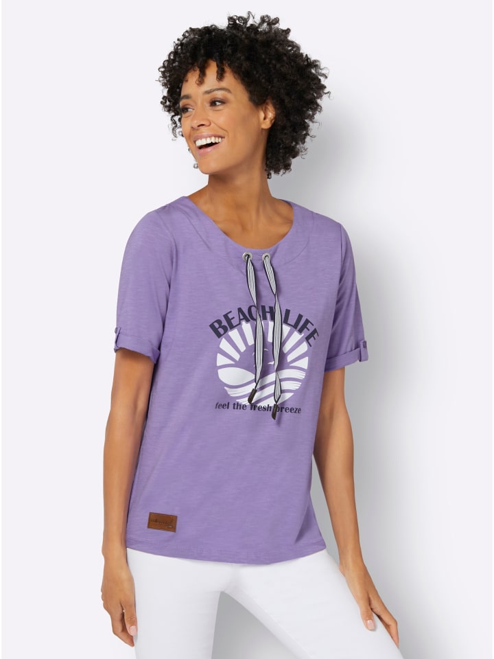 

Рубашка с круглым вырезом с принтом лаванды и экрю WITT WEIDEN