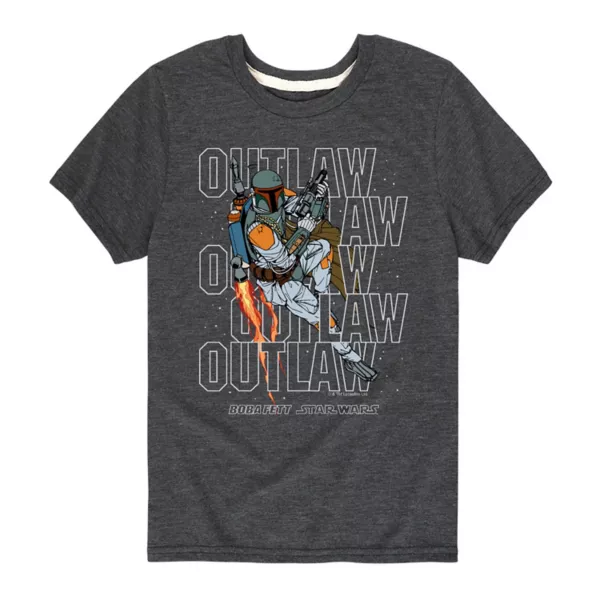 

Футболка с принтом «Boba Fett Outlaw» для мальчиков 8–20 лет Star Wars, серый