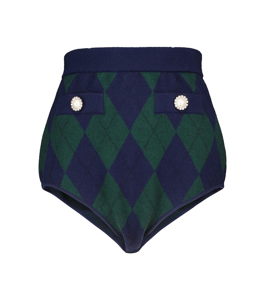 

Высокие шорты с узором аргайл Alessandra Rich, Green-Blue