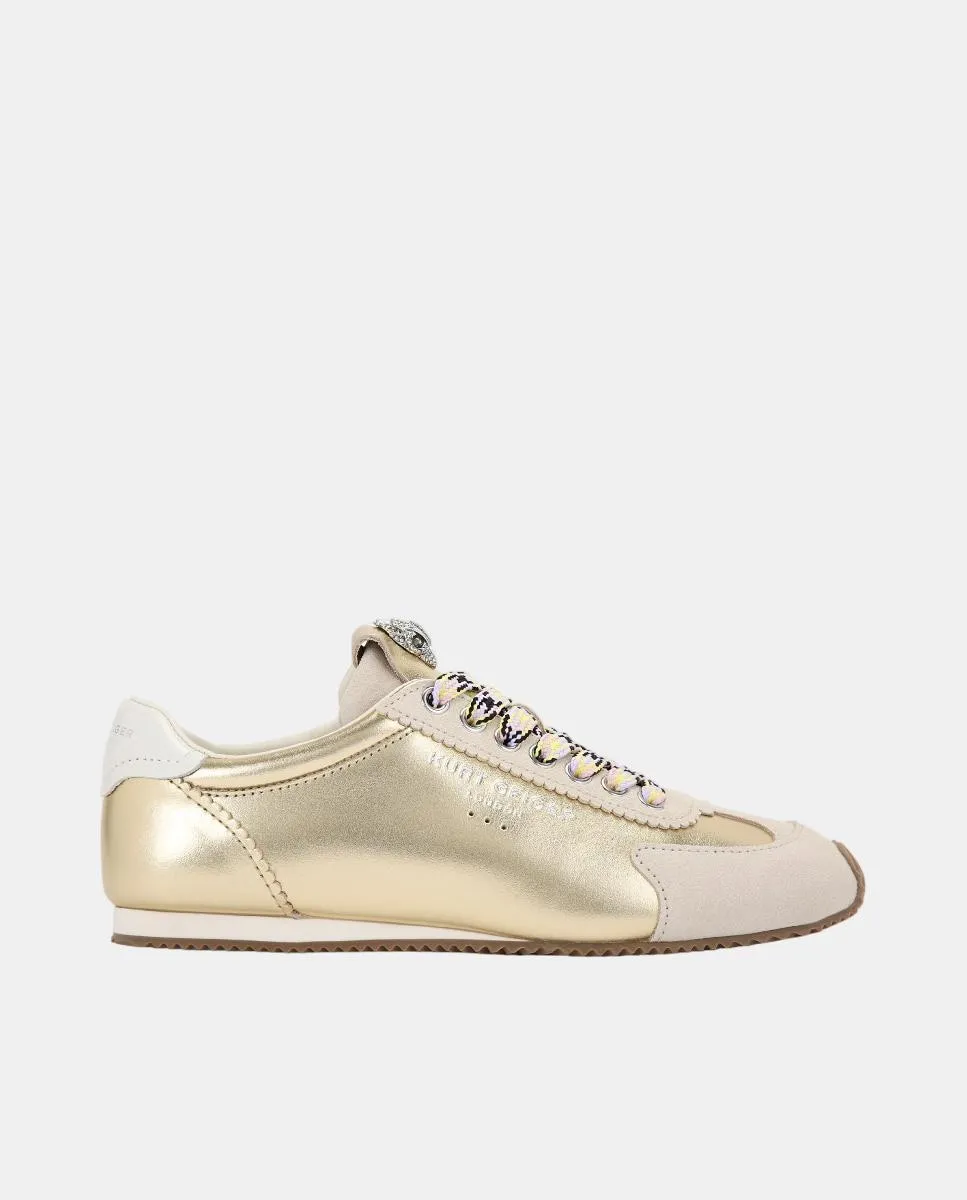 Женские кроссовки Islington из кожи с комбинацией замши Kurt Geiger, золотой