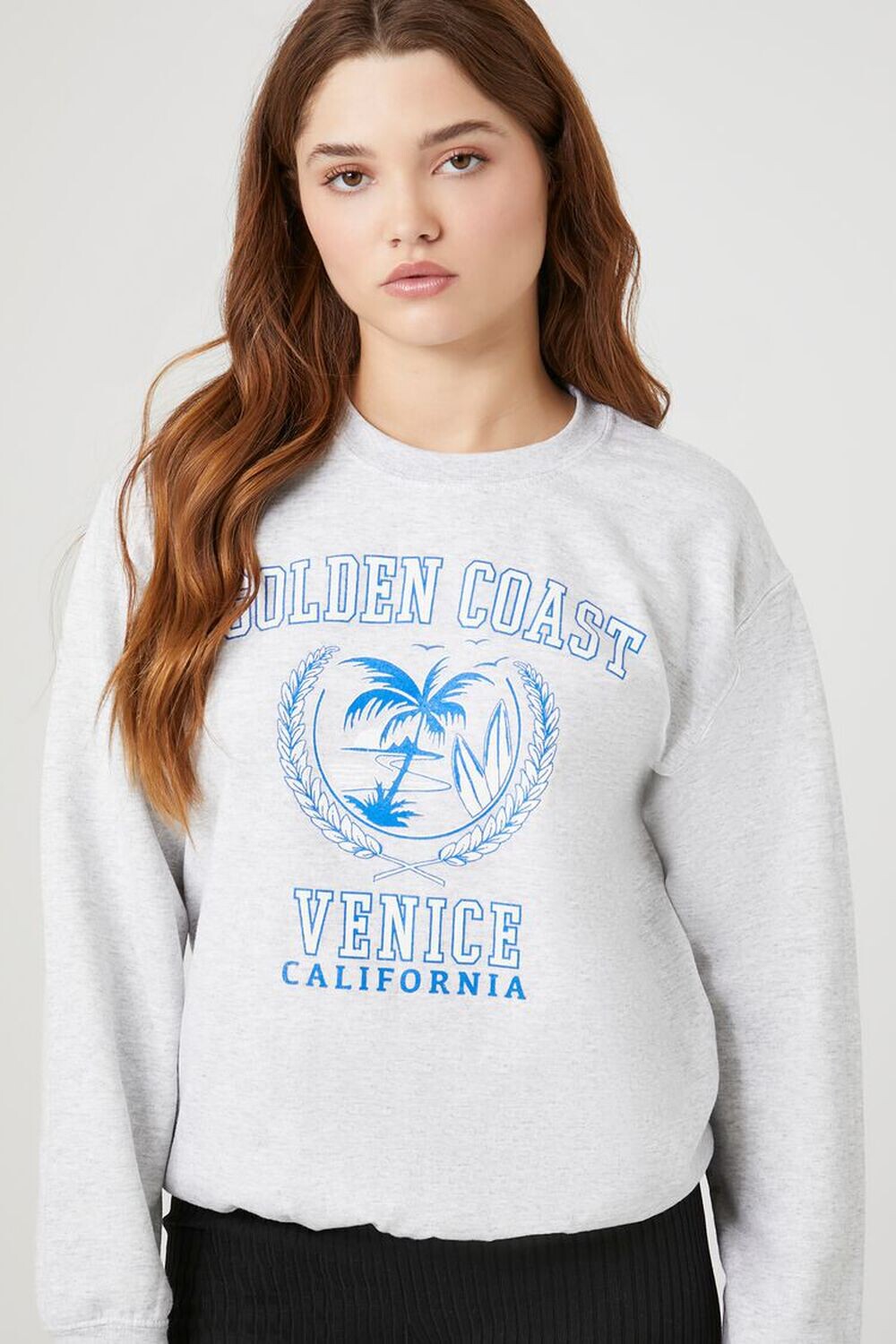 

Флисовый пуловер Golden Coast с графическим рисунком Forever 21, серый