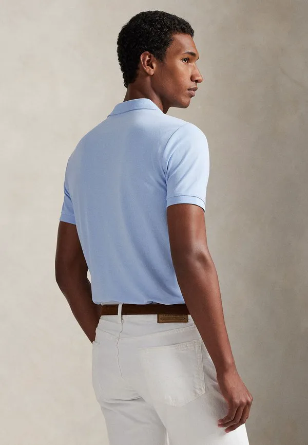 Футболка-Поло приталенного кроя из эластичной сетки Polo Ralph Lauren, Office Blue — фото 3