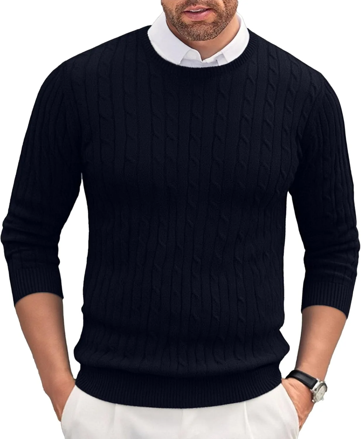 

Мужской термо-свитер Maiyifu-GJ, вязаный, с длинным рукавом