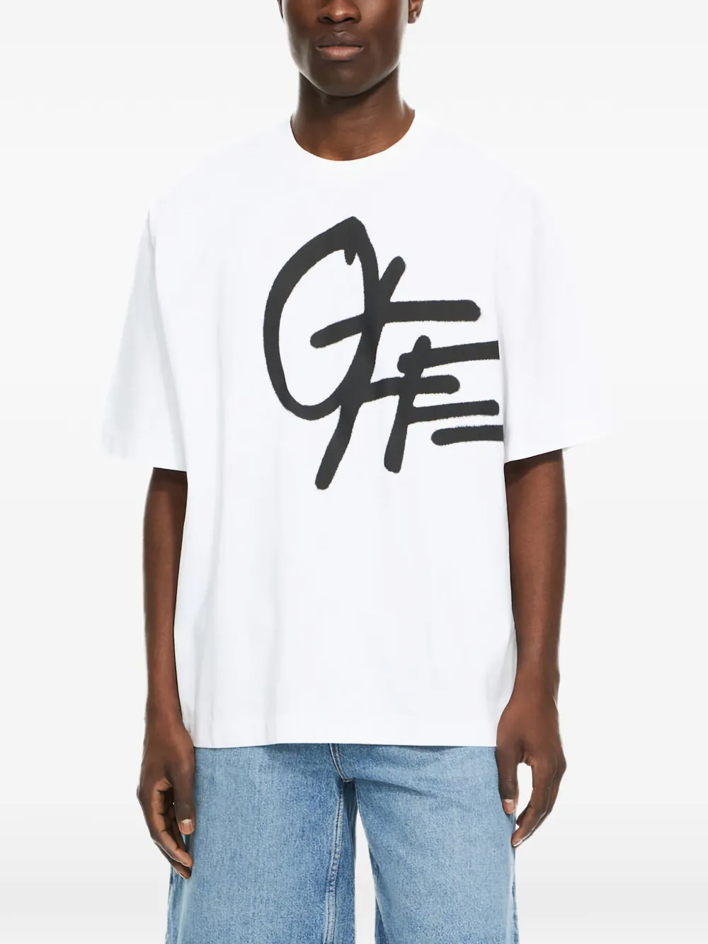 Футболка с принтом-логотипом в стиле "спрей" Off-White, белый