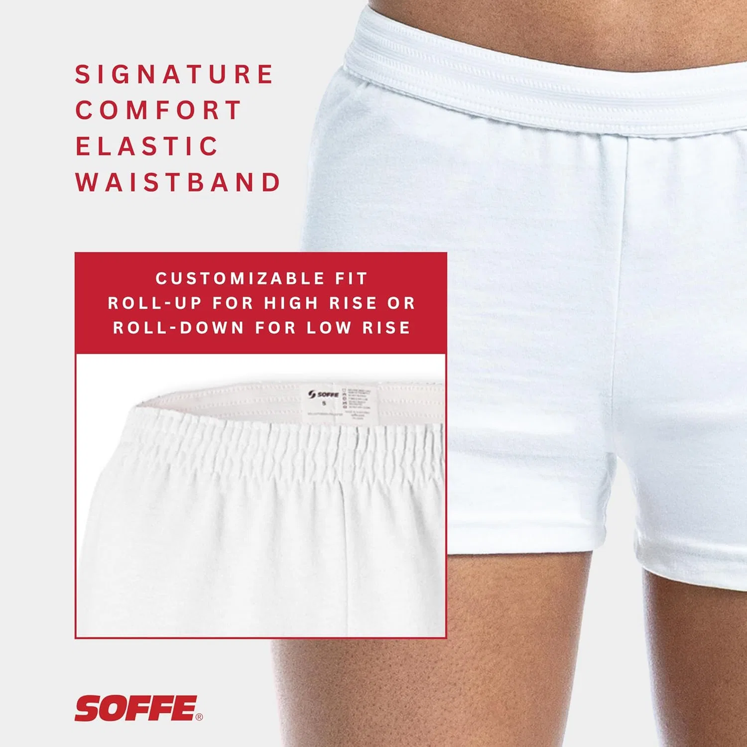 Детские шорты для чирлидинга Soffe Youth Girls' Authentic, длина внутреннего шва 2,75 дюйма, комплект из 3 штук, белый — фото 3