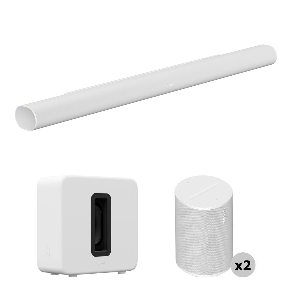 

Комплект из звуковой панели Sonos Arc Ultra, беспроводного сабвуфера Sub 4 и двух колонок Era 100 (белый)