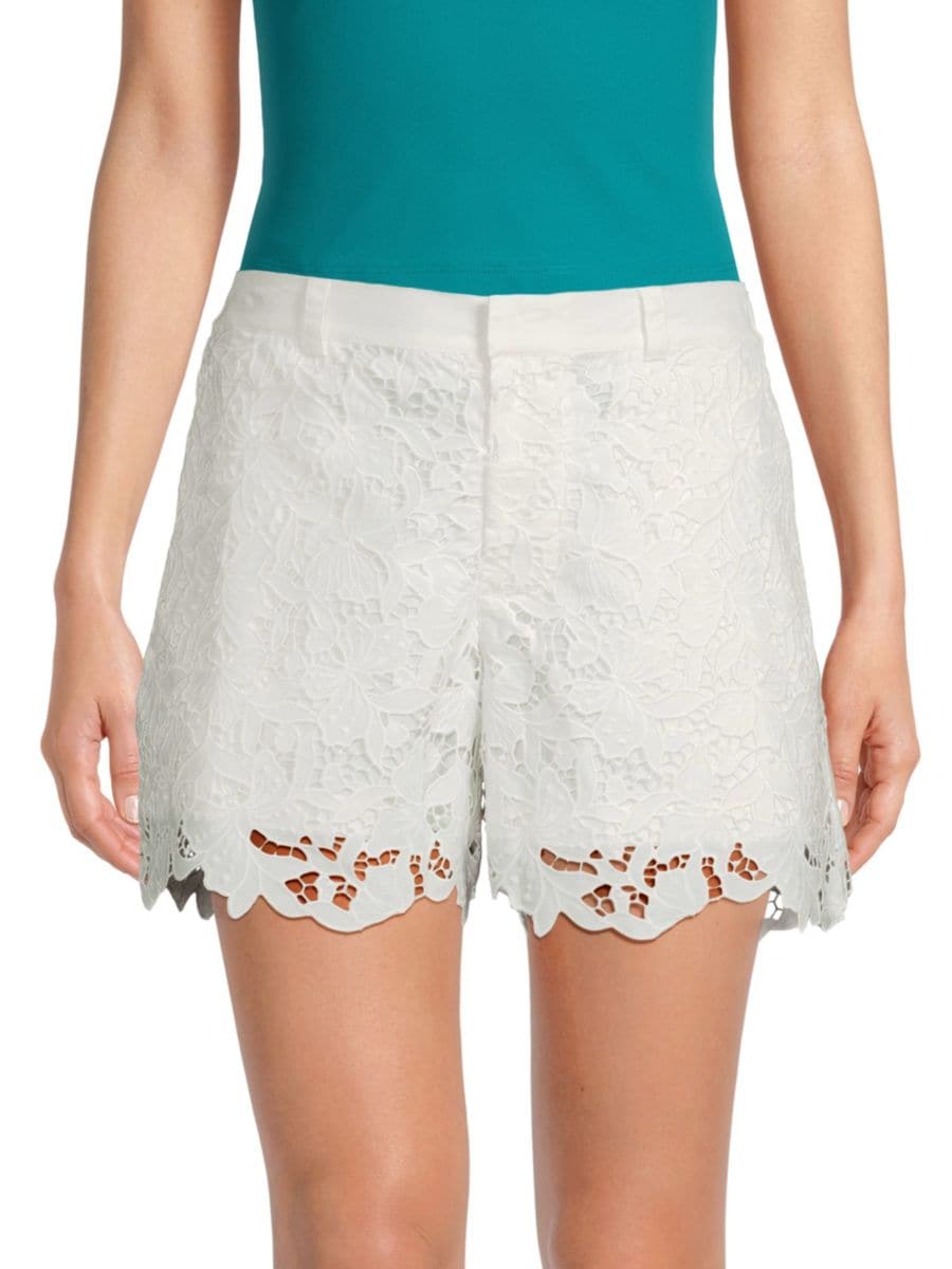 

Шорты Kitt Floral Cutwork Lace Scalloped Johnny Was, белый