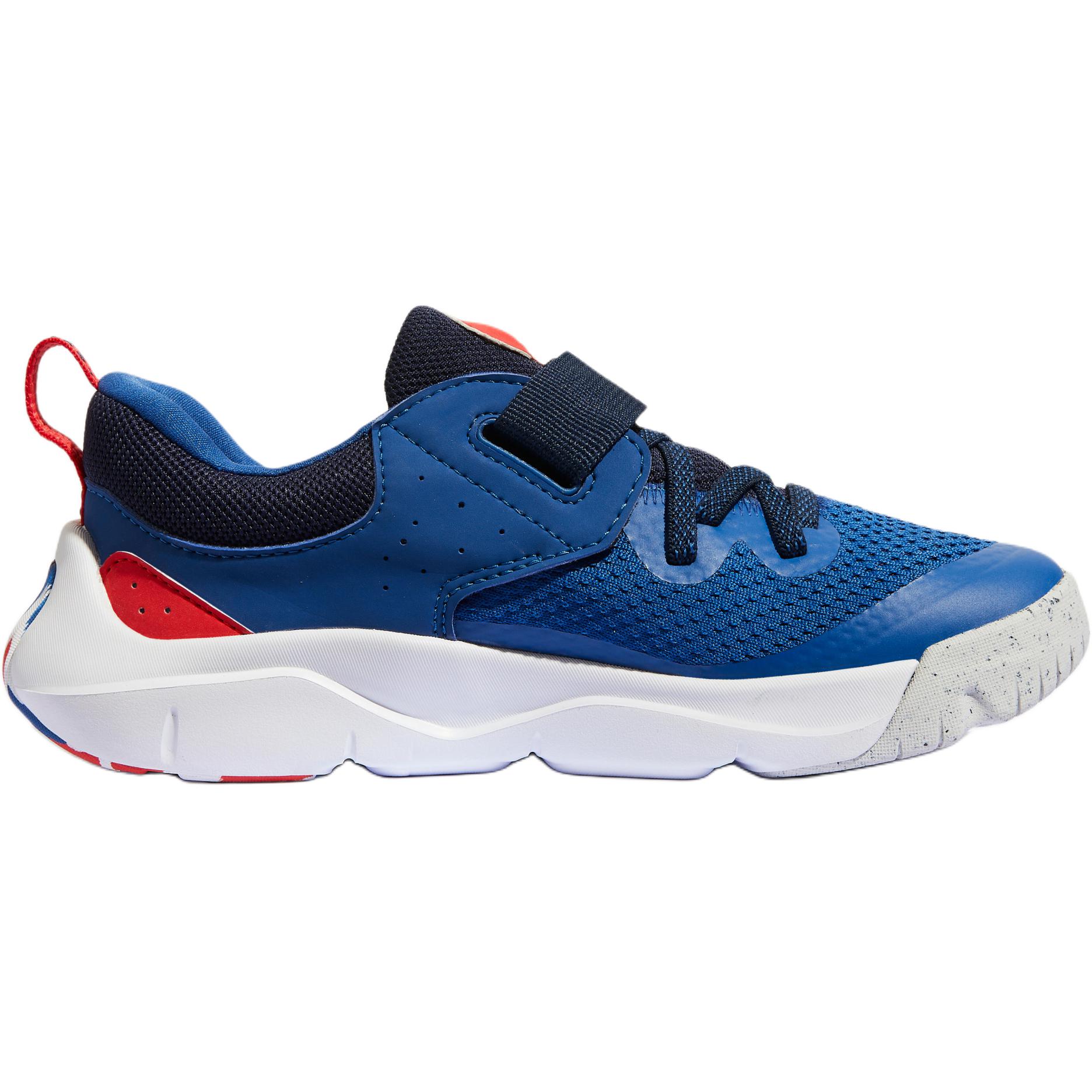 Амортизирующие дышащие низкие детские кроссовки Oxford Blue Kids' DECATHLON, Oxford Blue/Серо-голубой/Огненно-красный — фото 2