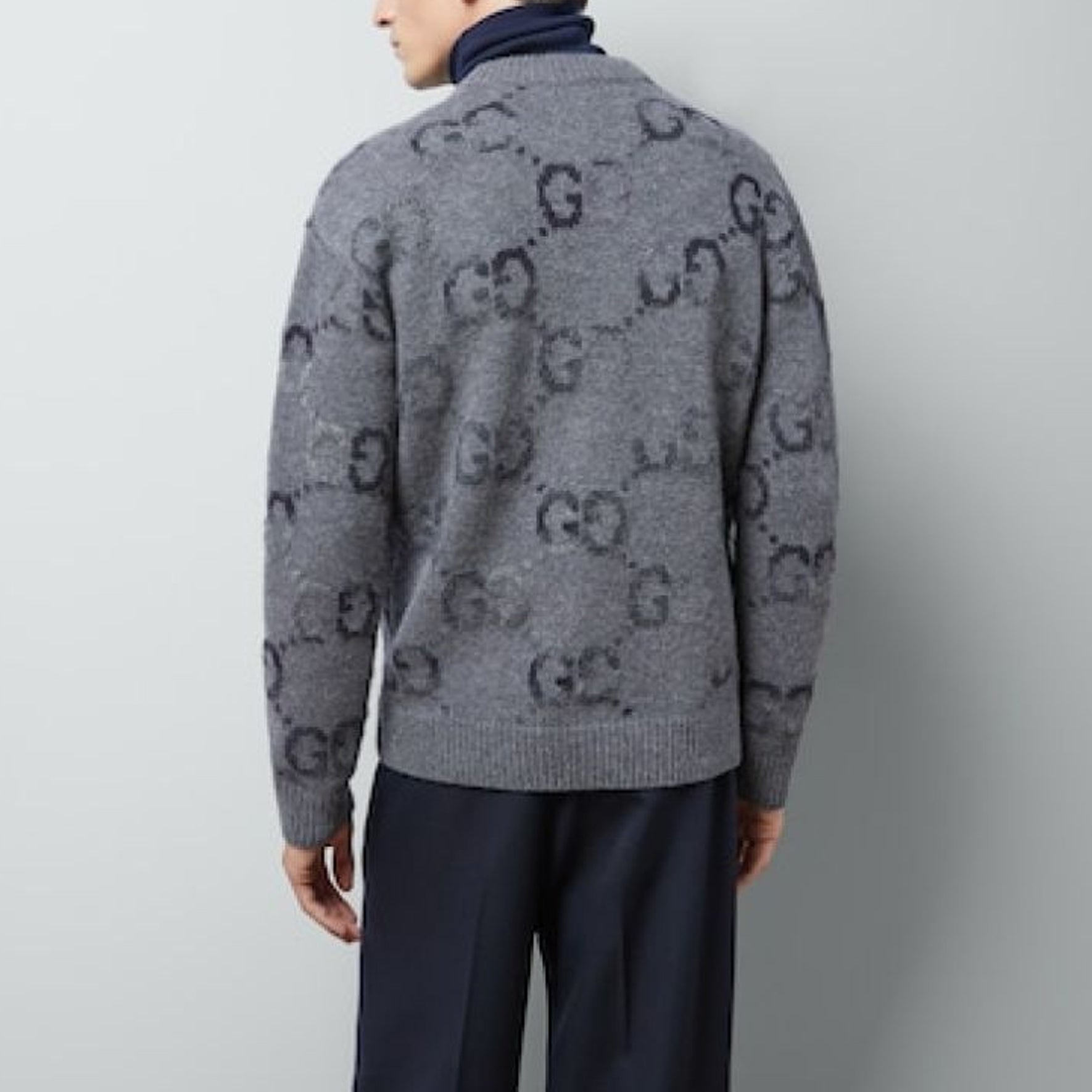 Кардиган Gucci Wool Cardigan With GG Intarsia 'Grey' 770507-XKDSJ-1128, серый — фото 4