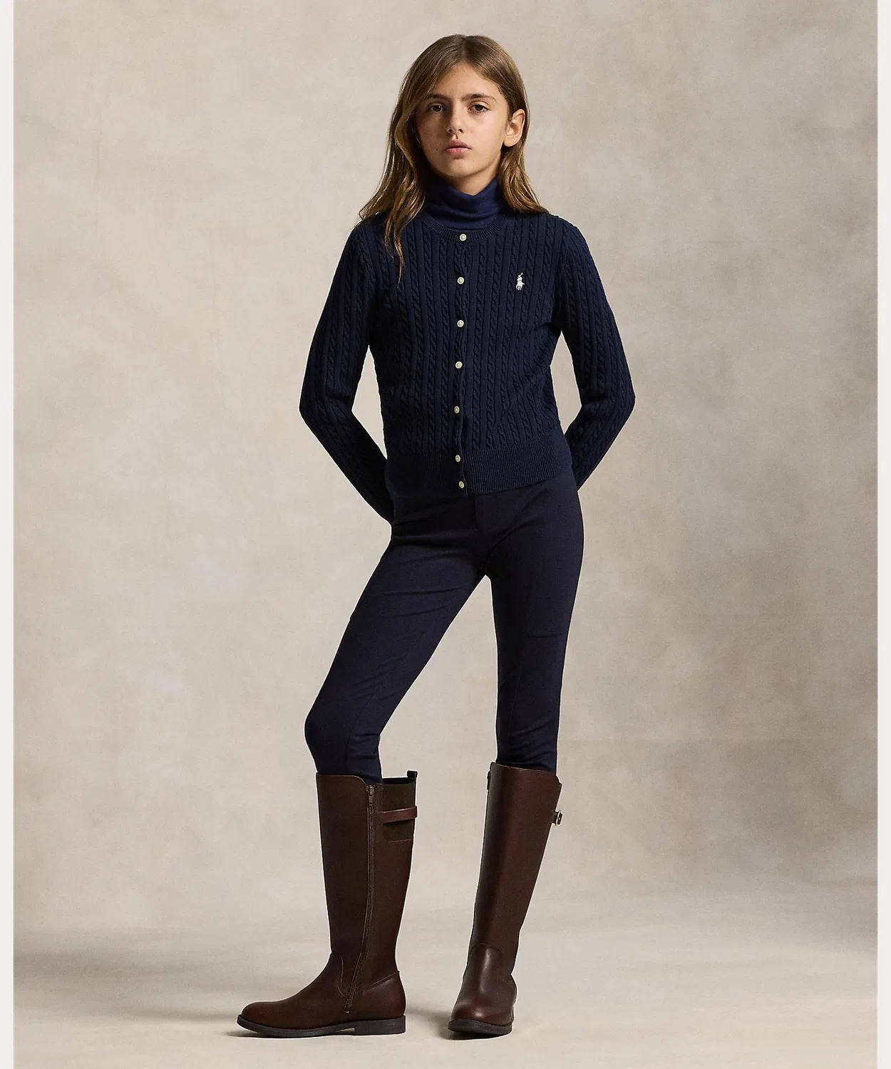 Леггинсы из хлопкового стрейч-материала Polo Ralph Lauren, тёмно-синие