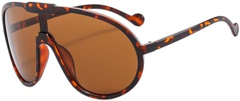 

Винтажные цельные солнцезащитные очки для женщин и мужчин, желтые, увеличенного размера, женские солнцезащитные очки с защитой от УФ-излучения UV400 MTZJH, Leopard Tea