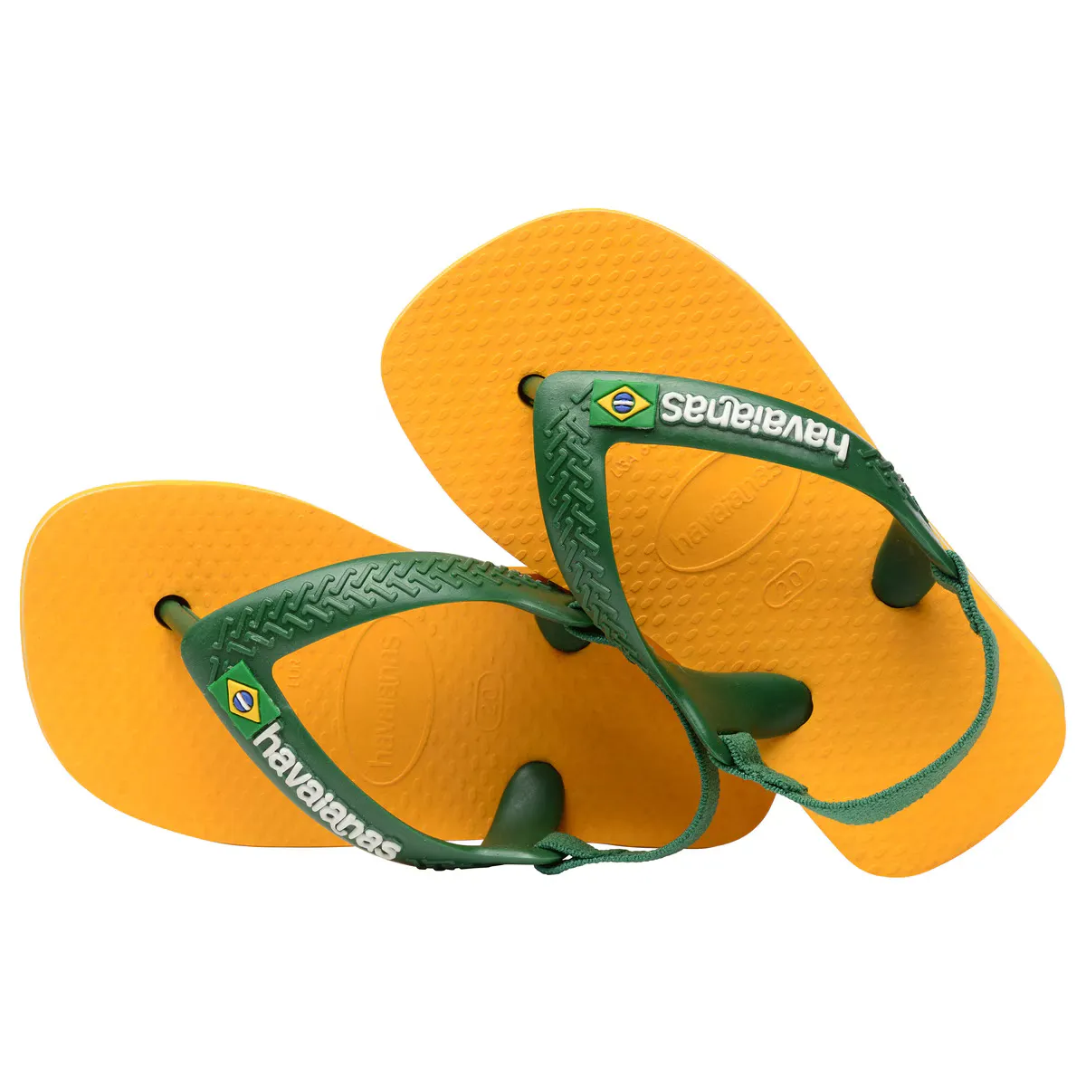 Детские шлепанцы Havaianas Baby Brasil Logo II, желтый/зеленый — фото 4