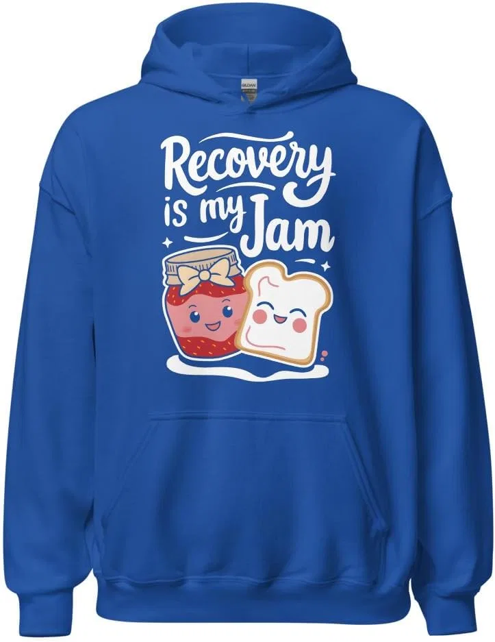 Толстовка Unisex Sober Recovery Anniversary, Recovery Is My Jam Funny Clean And Sober Generic, Royal