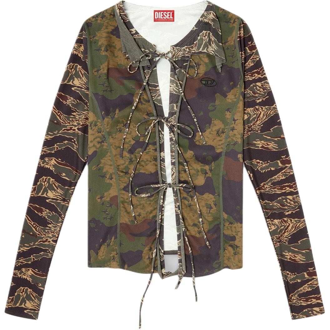 

T Afry Mixed Camo Printed Tied Cardigan DIESEL, зеленый