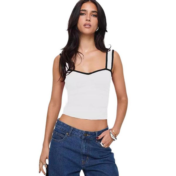 

Женский топ-бюстье с лямками и сборками контрастного цвета Yesfashion, White