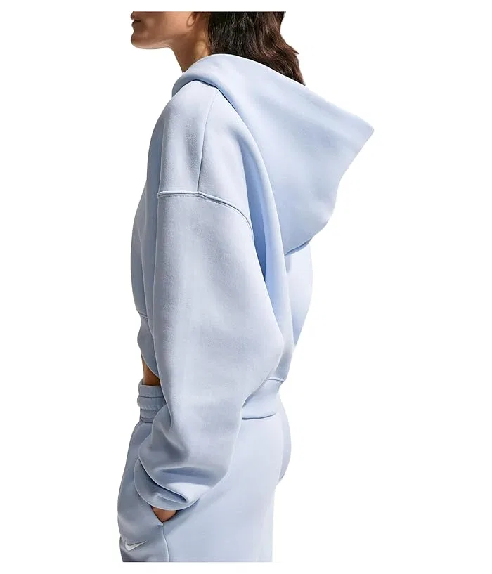 Худи Nike Sportswear Phoenix Fleece Oversized Crop Henley, Hydrogen Blue/Sail — фото 4