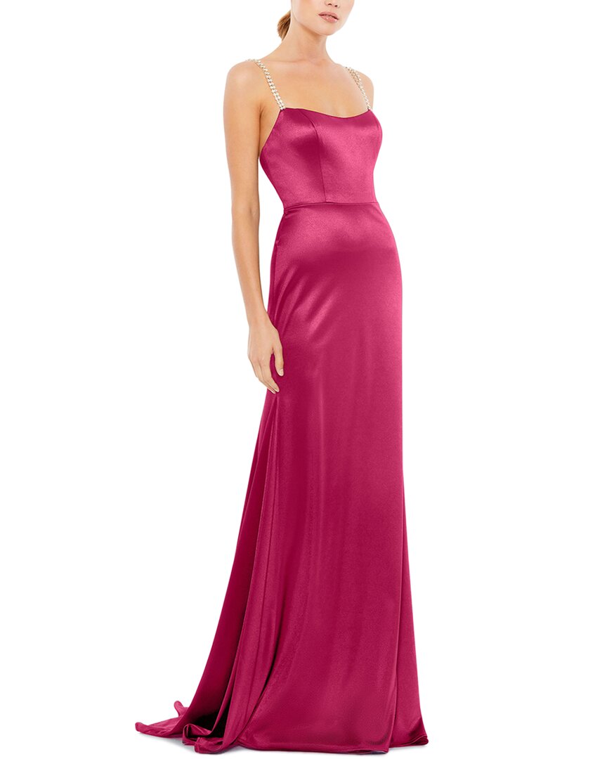 

Платье Mac Duggal Charmeuse с отделкой стразами и трубочным силуэтом, розовый