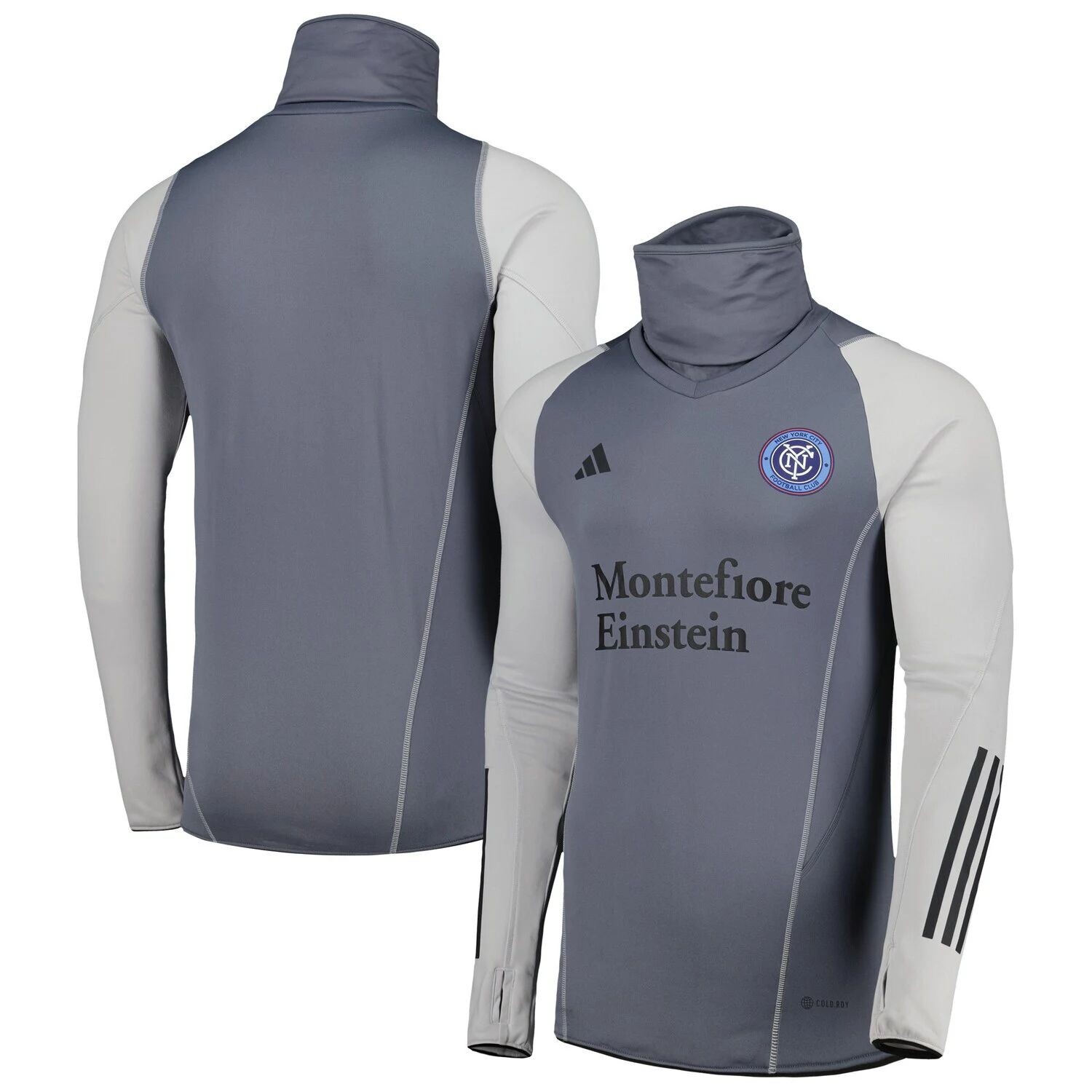 

Мужской серый топ New York City FC теплый реглан COLD.RDY adidas