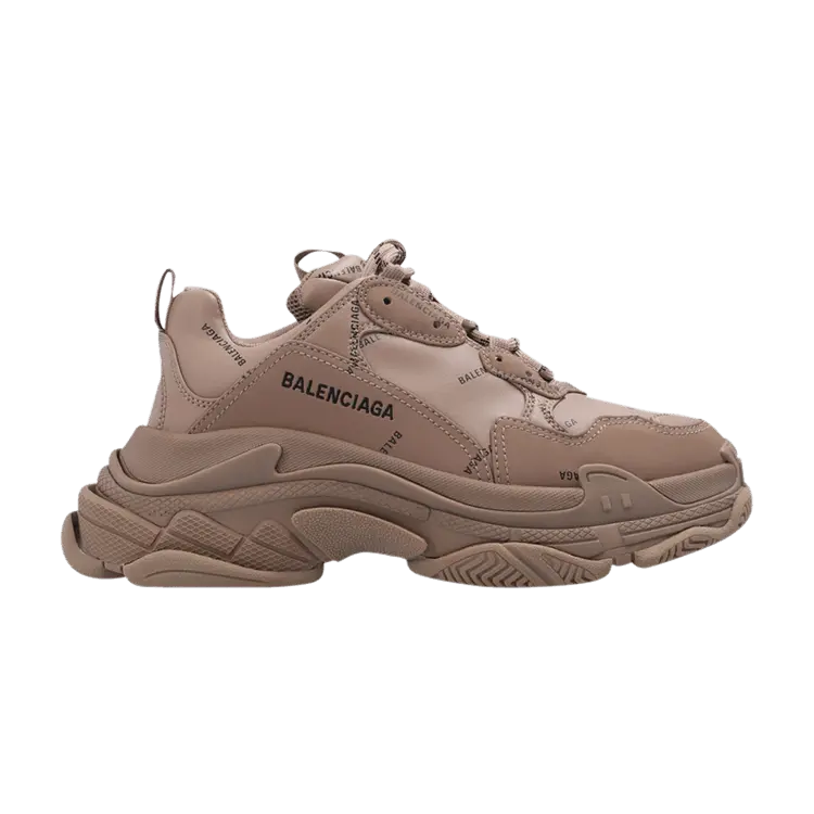 Кроссовки Balenciaga Wmns Triple S Sneaker Allover Logo - Dark Beige, коричневый