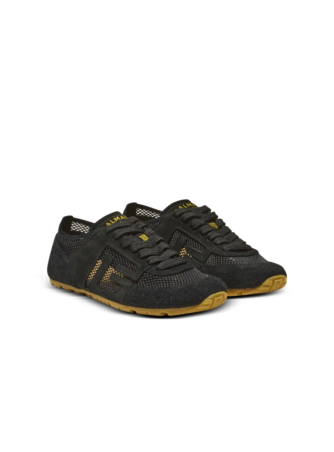 Кроссовки Racer 45 из телячьей кожи, замши и нейлона Balmain, белый/черный — фото 2
