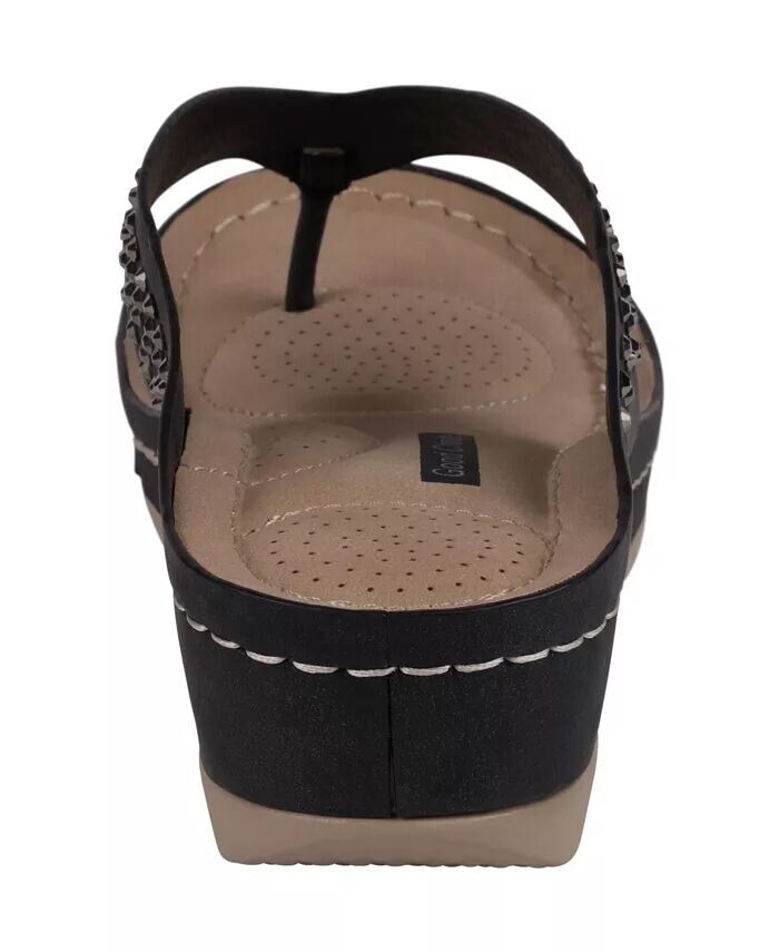 Женские удобные босоножки на танкетке с украшением Tiana GC Shoes, черный — фото 3