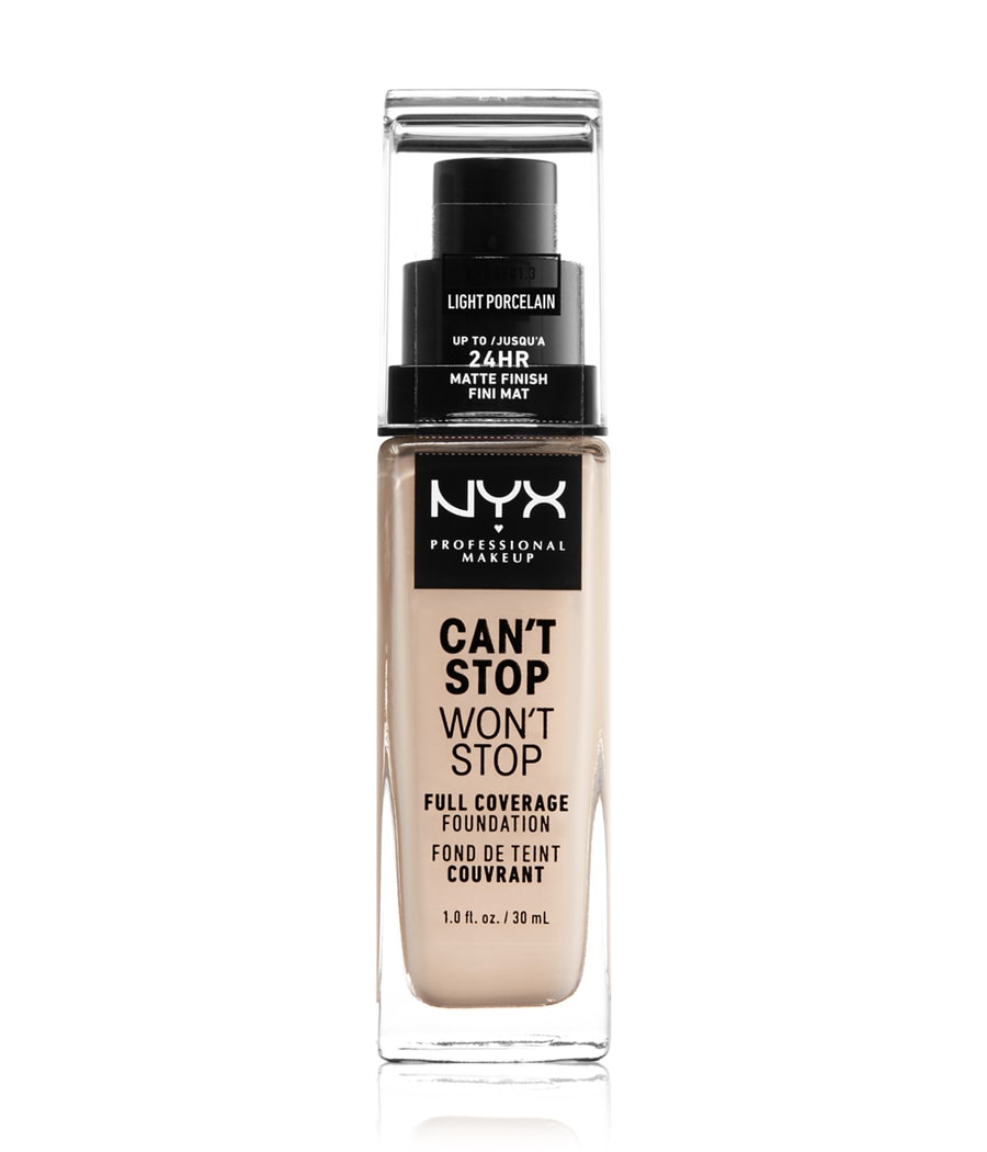 

Жидкая основа NYX Professional Makeup Can't Stop Won't Stop 24-Hour Foundation, Nr. 1.3 - Light Porcelain, 30 ml