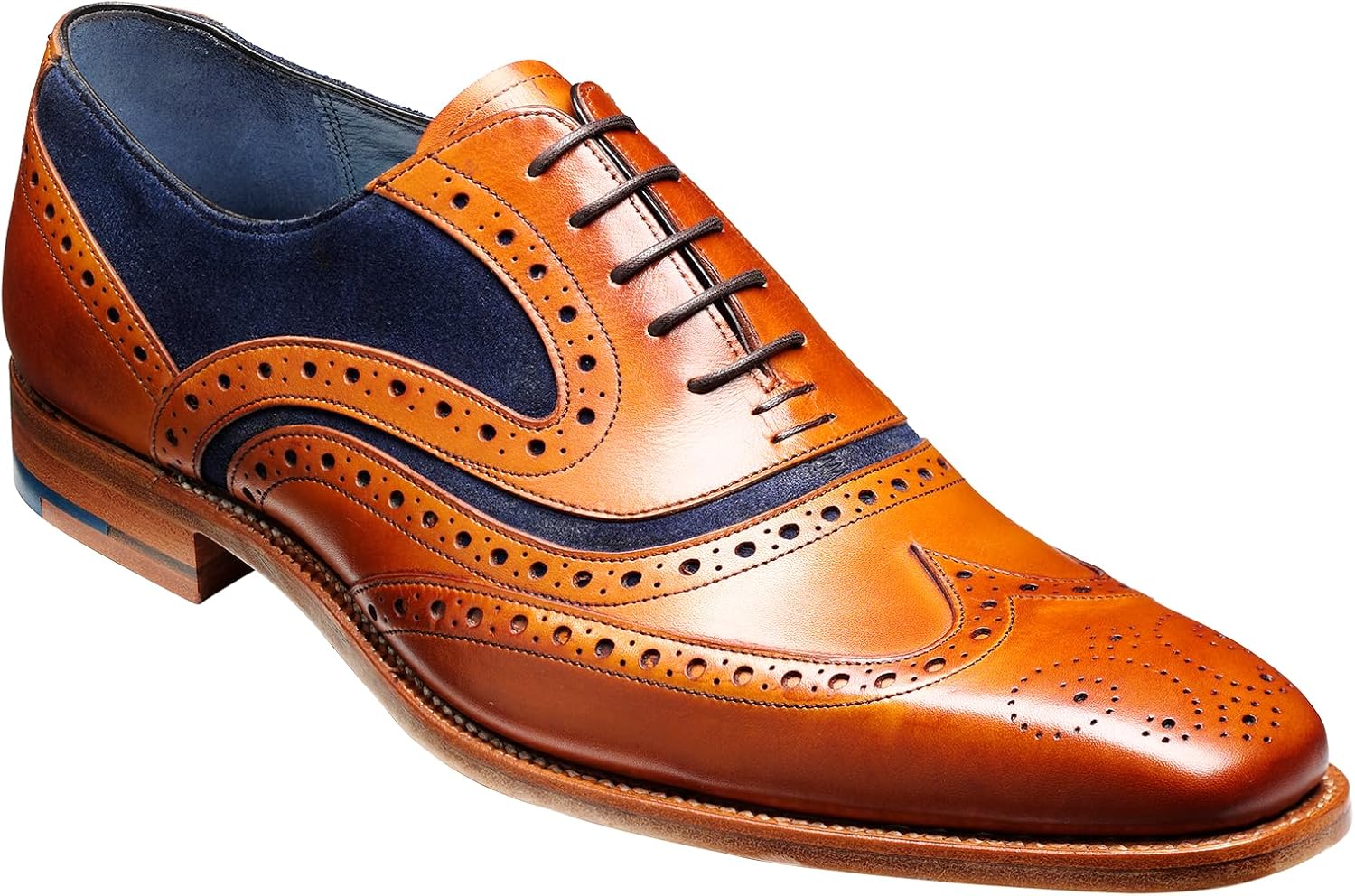 

Мужские туфли оксфорды BARKER McClean ручной работы из кожи - прошивка Goodyear, полностью кожаная подошва, премиальная телячья кожа - для официального и делового стиля, синий