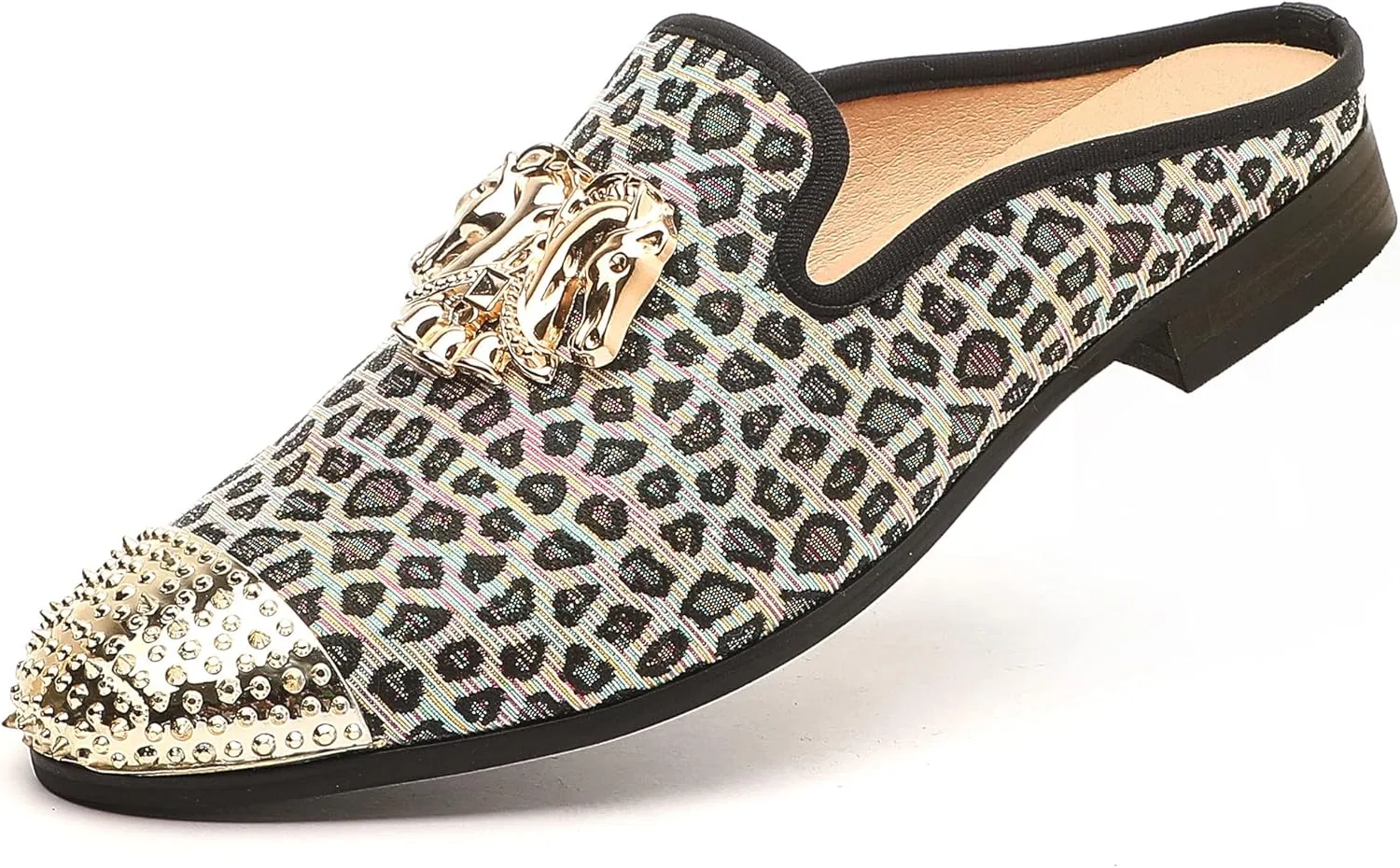 Мужские мюли, из кожи, Leopard Print XQWFH