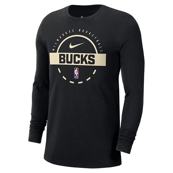 Мужская черная футболка Milwaukee Bucks Authentic с длинным рукавом Nike — фото 3