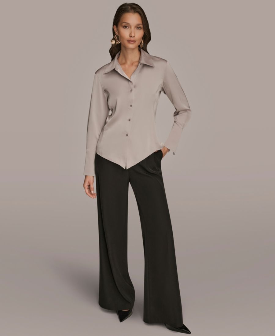 

Укороченная блузка с длинными рукавами и заостренным низом Donna Karan New York, Vapor