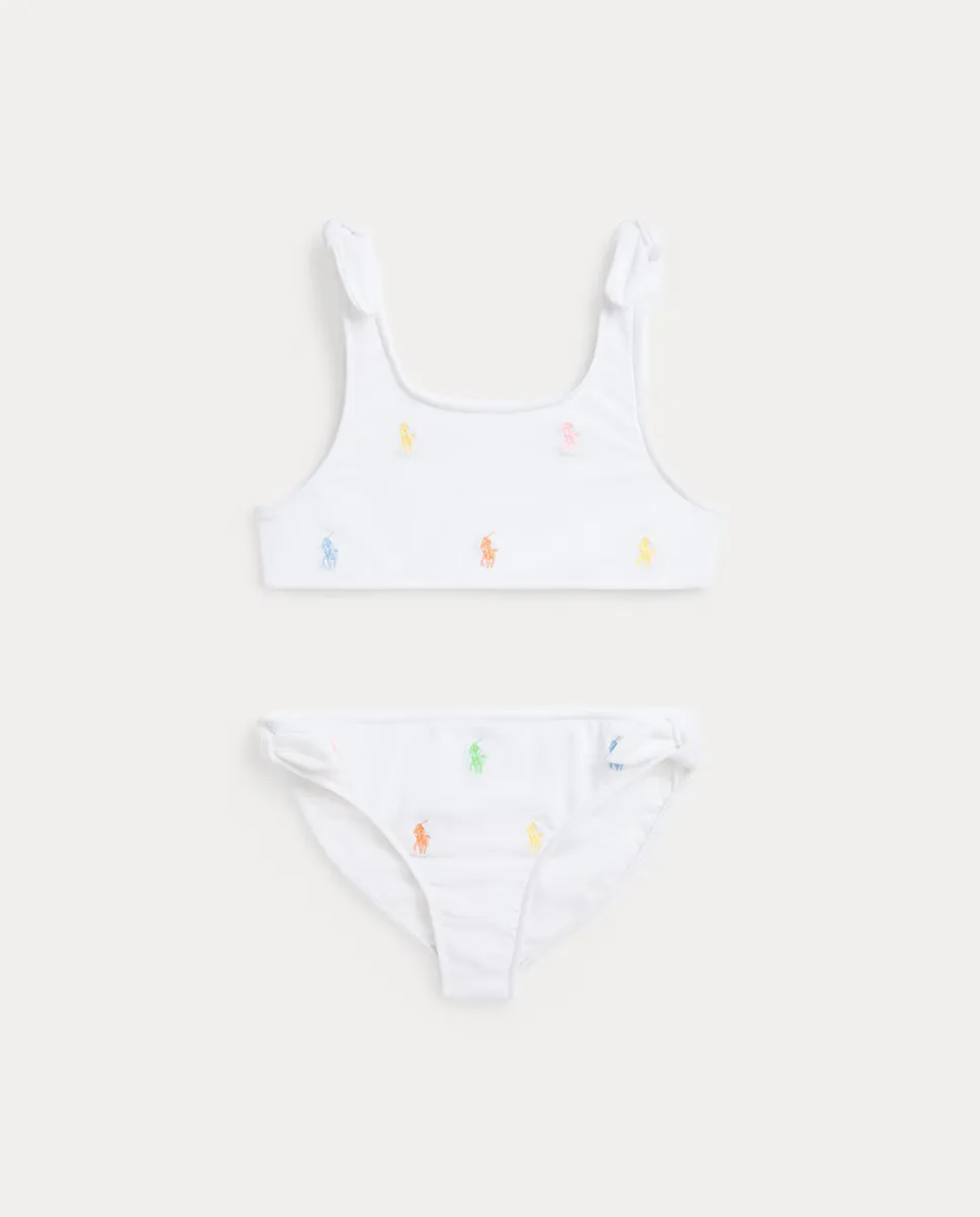 

Бикини для девочки с многослойной вышивкой Polo Ralph Lauren, белый