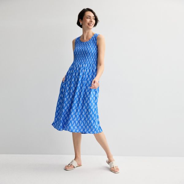 

Мини-платье с плиссировкой миди Croft & Barrow, цвет sea blue paisley