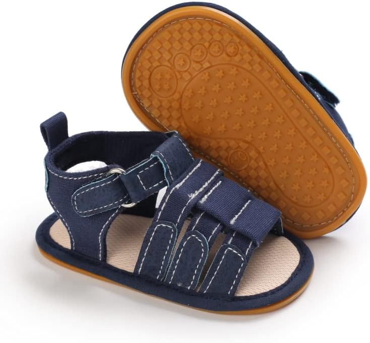 

Сандалии Meckior для малышей, мальчиков и девочек, новорожденные, с нескользящей мягкой резиновой подошвой, открытым носком, для улицы, повседневные летние шаги, синий