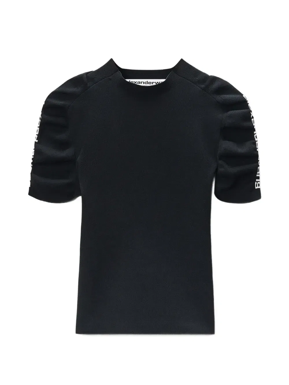 Футболка со сборками и логотипом-лентой Alexander Wang, черный