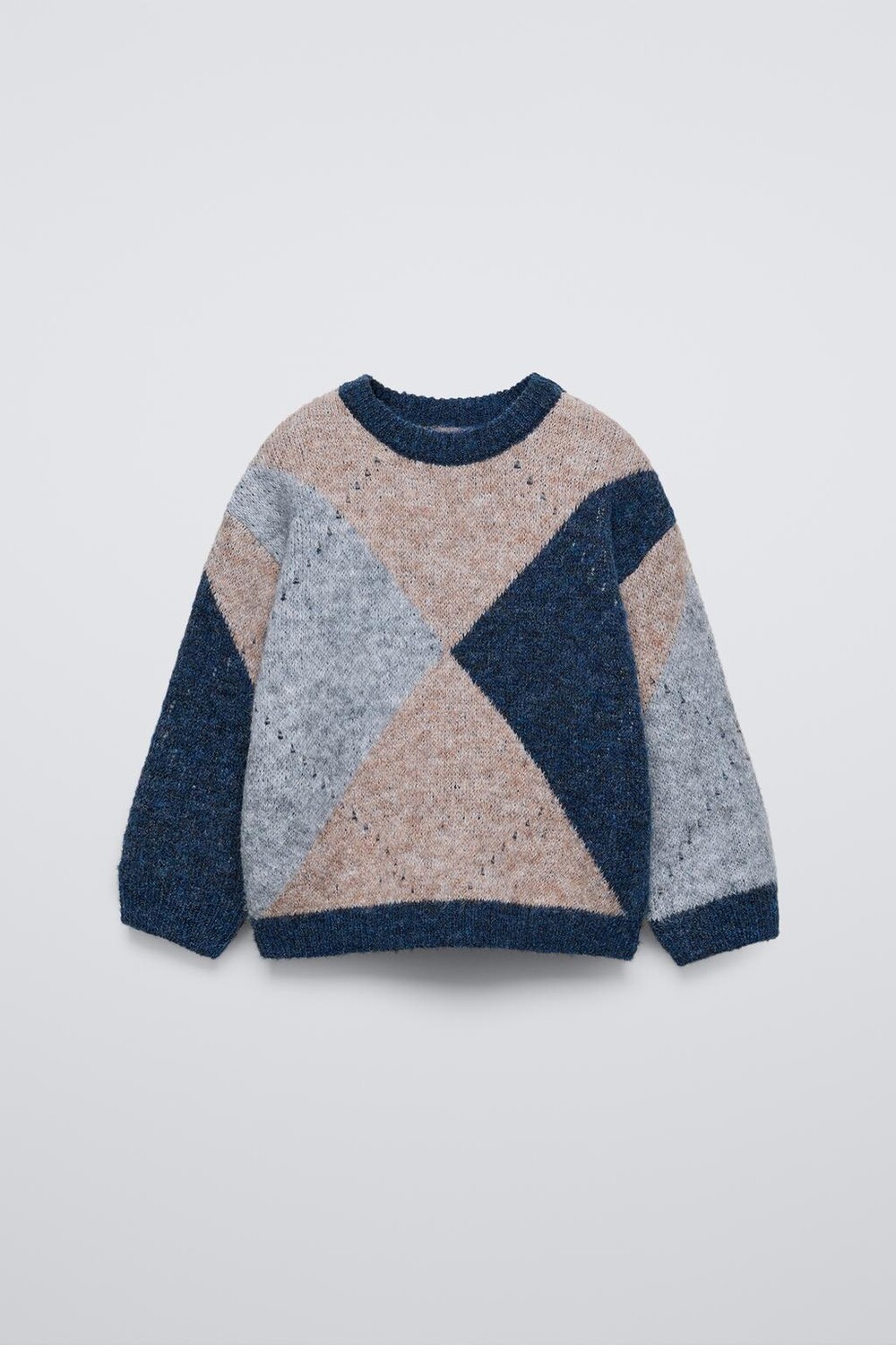 

Свитер с алмазной вязкой ZARA, цвет beige/navy