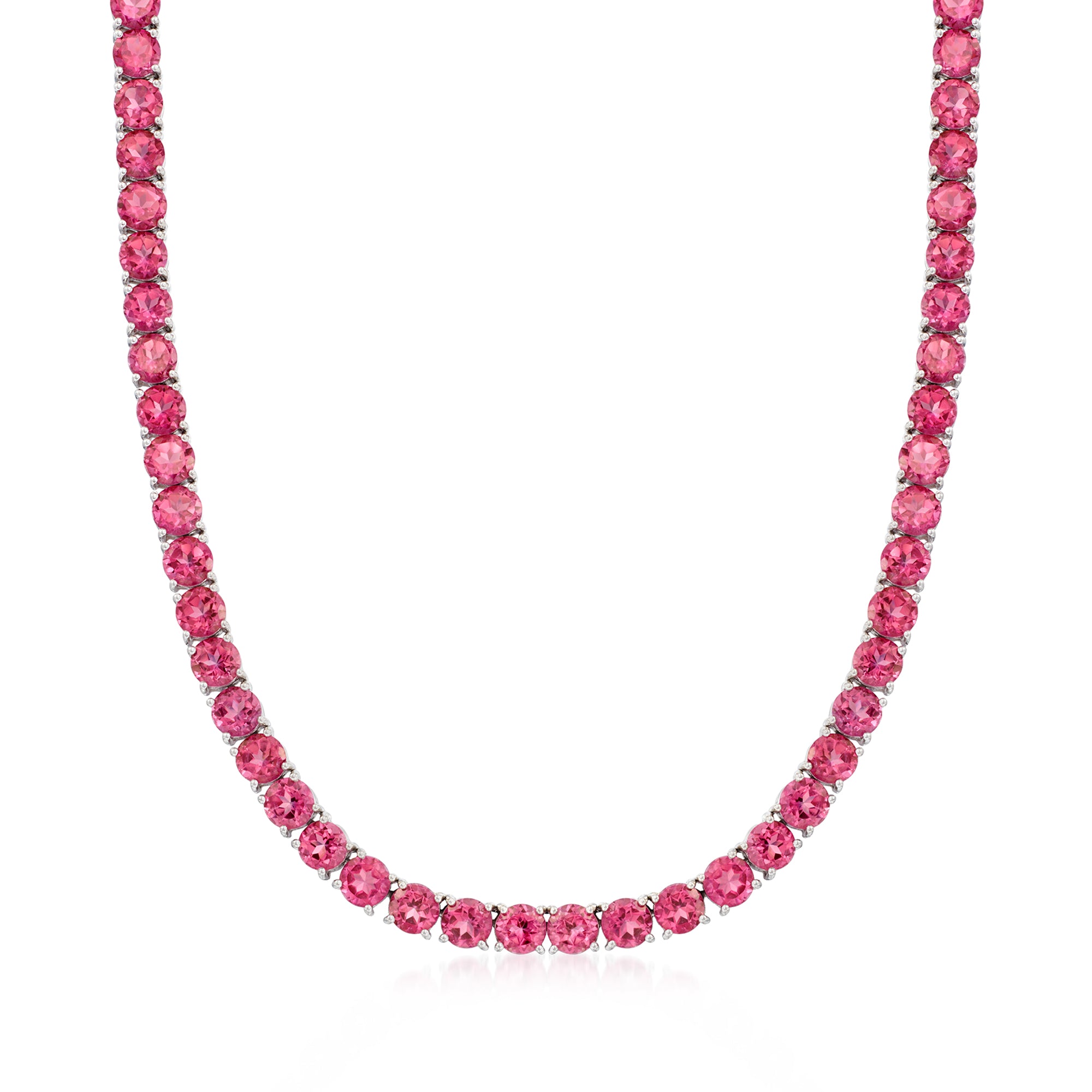 

Теннисное ожерелье Ross-Simons с розовым топазом из стерлингового серебра Ross-Simons, 18 In