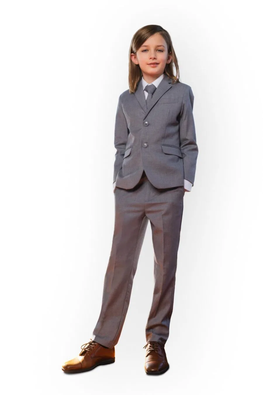 Костюм 007 Slim Fit для маленьких и больших мальчиков, состоящий из 5 предметов: рубашка, галстук, пиджак, жилет и брюки Peanut Butter Collection — фото 2