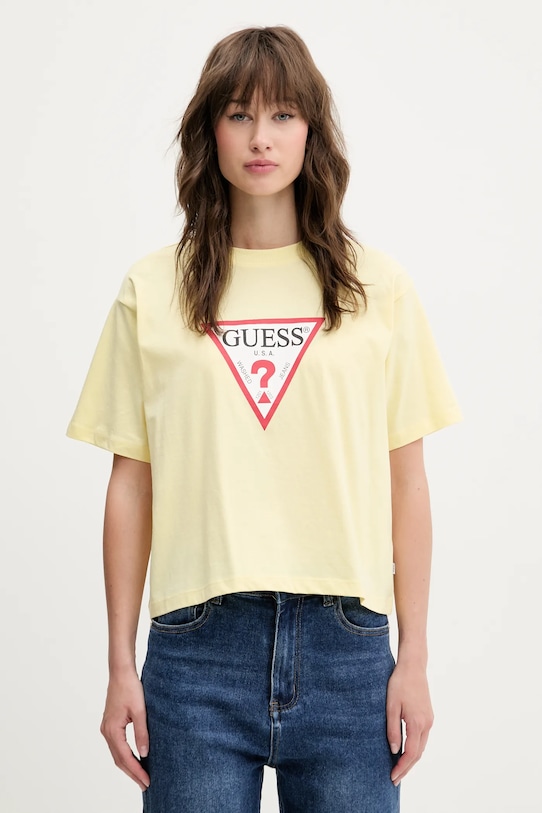 

Хлопковая футболка Guess Jeans, желтый