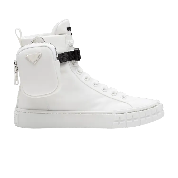 Кроссовки Prada Wmns Wheel Re-Nylon Gabardine High Zip-Pouch - White, белый