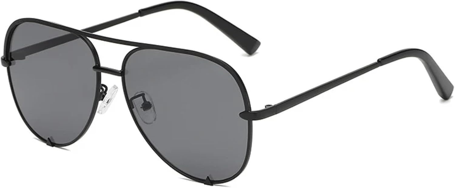 

Модные классические солнцезащитные очки в металлической оправе с двойной дужкой для мужчин и женщин, роскошные очки для вождения с защитой от УФ-излучения UV400 TKKTLLT, Black Gray